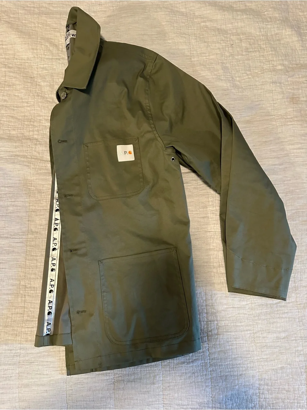 A.P.C. X Carhartt WIP Olive Green Water Resistant Chore Jacket
